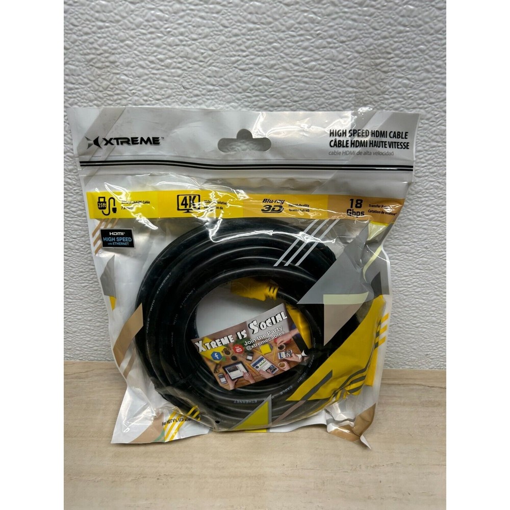 Xtreme 25ft High Speed With Eternet HDMI Cable 18 Gbps 4K Blue-ray 3D Full HD